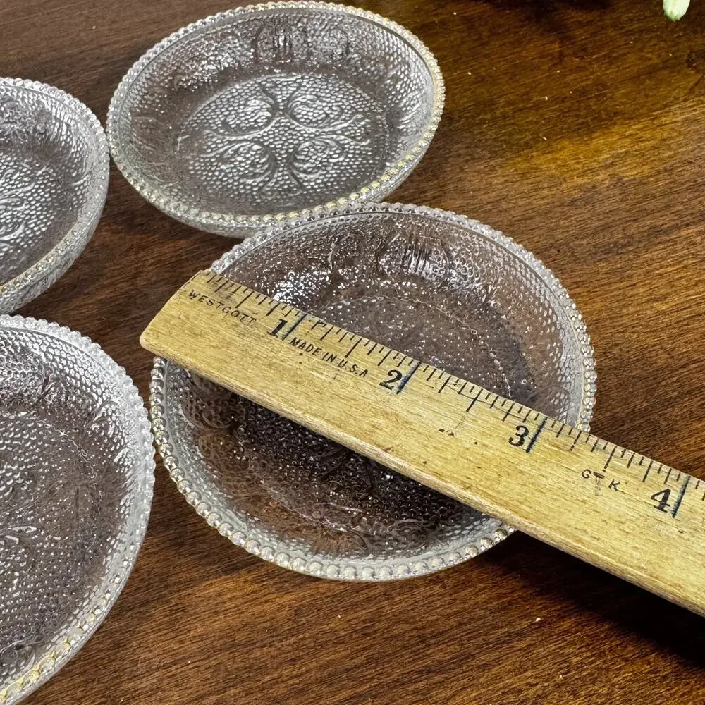 Vintage Jeanette Glass Coasters Clear Gold Rims 3.25